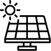 Solar panel and sun icon